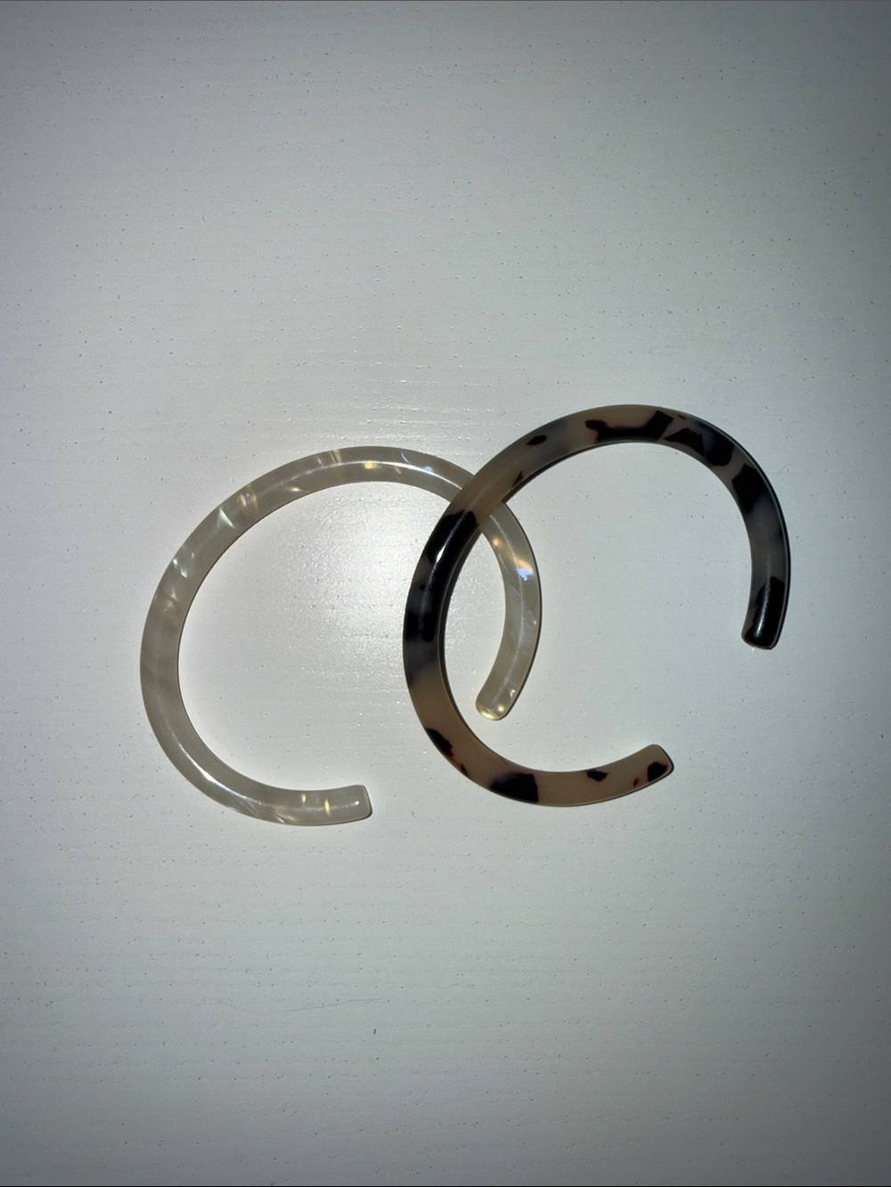 Neutral Tortoise and Pearl Acrylic Open Cuff Bracelet Set